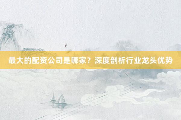 最大的配资公司是哪家？深度剖析行业龙头优势