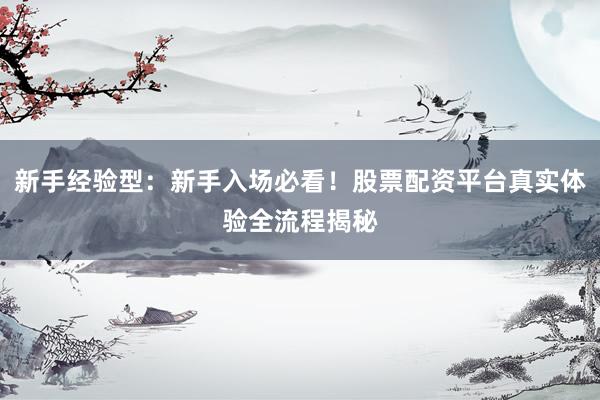 新手经验型：新手入场必看！股票配资平台真实体验全流程揭秘