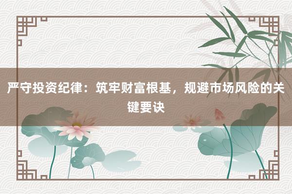 严守投资纪律：筑牢财富根基，规避市场风险的关键要诀