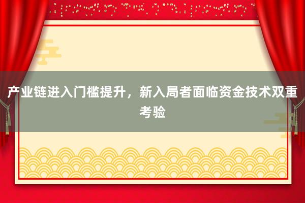 产业链进入门槛提升，新入局者面临资金技术双重考验