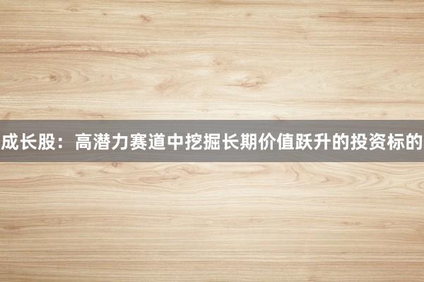 成长股：高潜力赛道中挖掘长期价值跃升的投资标的