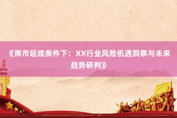 《熊市延续条件下：XX行业风险机遇洞察与未来趋势研判》