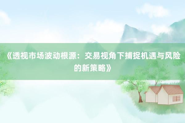 《透视市场波动根源：交易视角下捕捉机遇与风险的新策略》