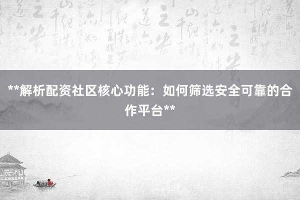 **解析配资社区核心功能：如何筛选安全可靠的合作平台**