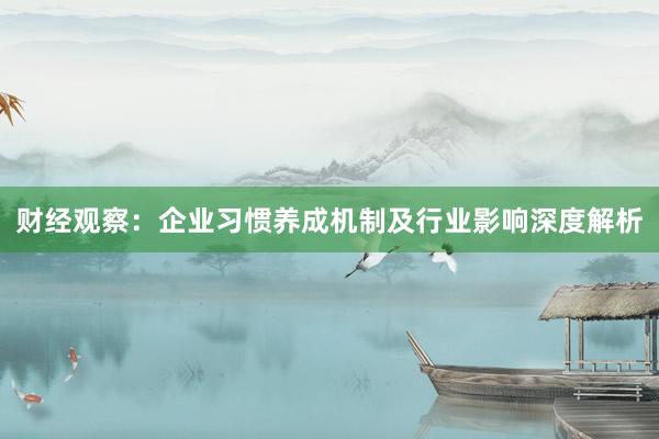 财经观察：企业习惯养成机制及行业影响深度解析