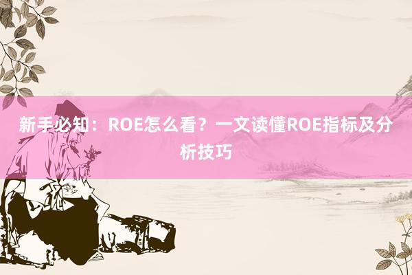 新手必知：ROE怎么看？一文读懂ROE指标及分析技巧