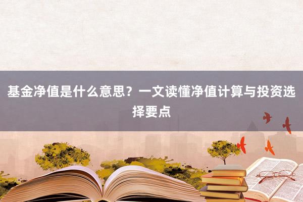 基金净值是什么意思？一文读懂净值计算与投资选择要点