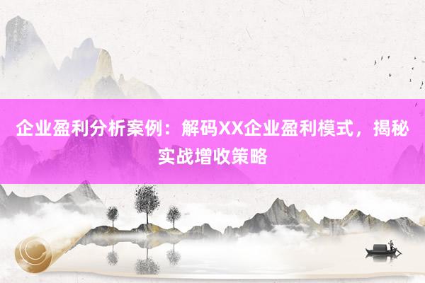 企业盈利分析案例：解码XX企业盈利模式，揭秘实战增收策略