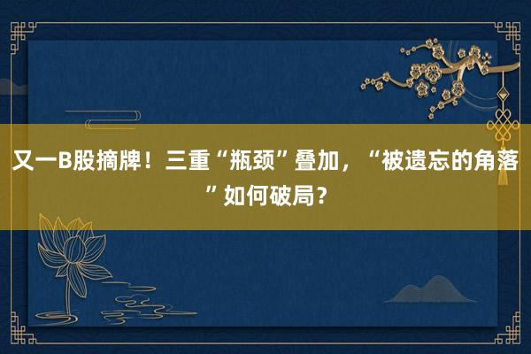 又一B股摘牌！三重“瓶颈”叠加，“被遗忘的角落”如何破局？